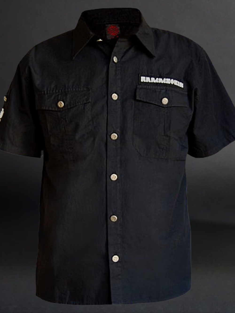 New Rammstein Black Short-Sleeve Button-Down Shirt Large L